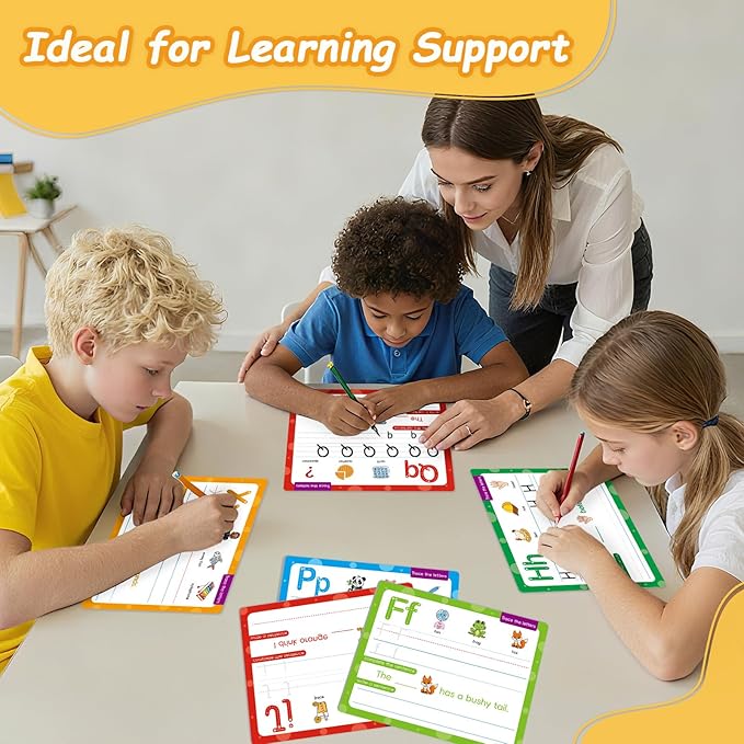 ABC Handwriting Drawing Practice Cards,Phonics Sight Words Flash Cards,Alphabet & Number Dry Erase Board for Kids,Learn to Write Letter for Kindergarten,Preschool Writing Practice