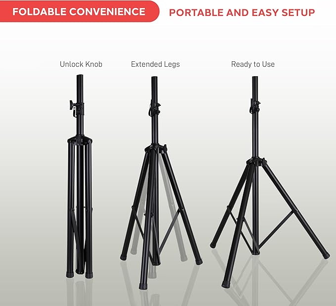 Pyle Universal Speaker Tripod Stand Mount - 6' Sound Equipment Holder Height Adjustable Up to 70 Inches For Speakers w/ 35mm Compatible Insert Perfect for Home, On Stage or In Studio Use