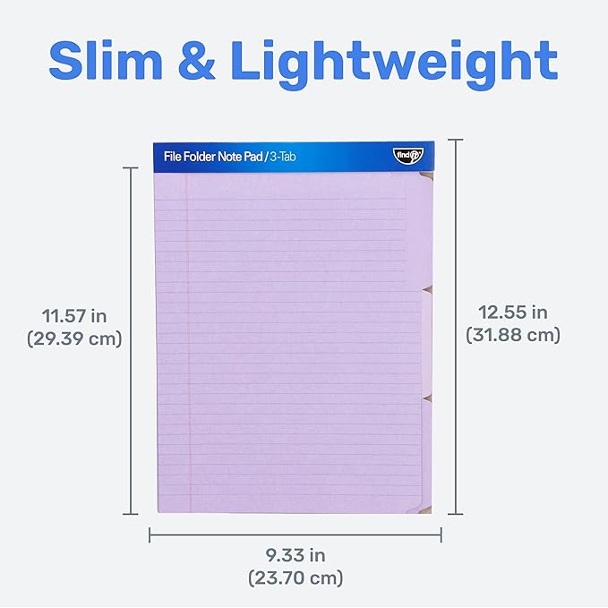 Find It File Folder Notepad - Pack of 12-9.5 x 12.5 Inch Notebook Organizer Folders for Filing, Document, and Clipboard Organization - Lavender
