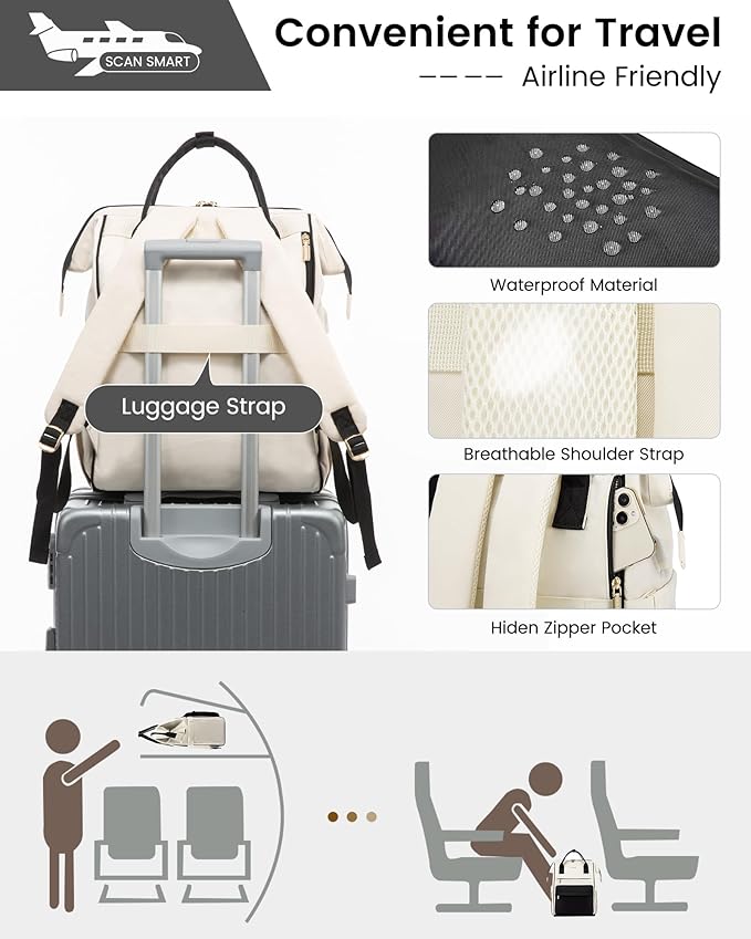 LOVEVOOK Laptop Backpack for Women, 18 Inch Work Teacher Nurse Bag, Large Capacity Business Computer Backpack Purse with USB Port, Stylish Casual Daypack for Travel