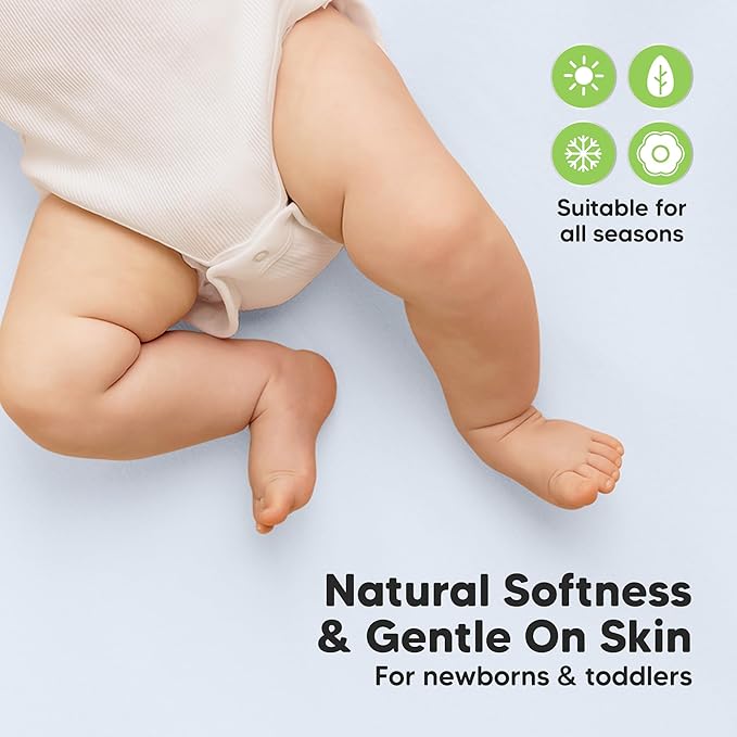 2-Pack Waterproof Crib Sheets for Boys, Girls - 52x28 Fitted Organic Cotton Baby Crib Sheets, Toddler Mattress Protector Cover, Washable, Soft & Durable Baby Bedding Essentials (Blue Flax)