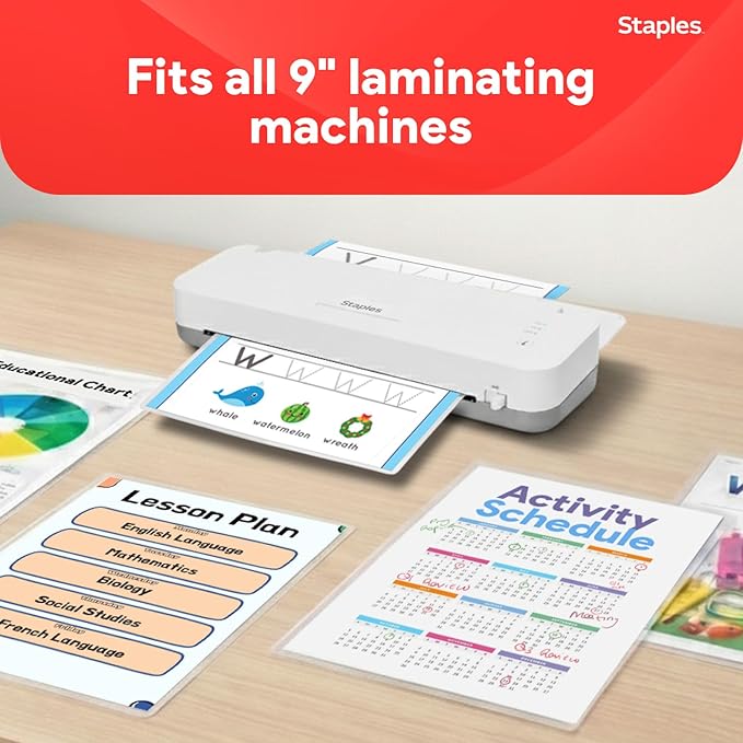 Staples Letter Size Thermal Laminating Pouches, 3 mil, 50 Pack