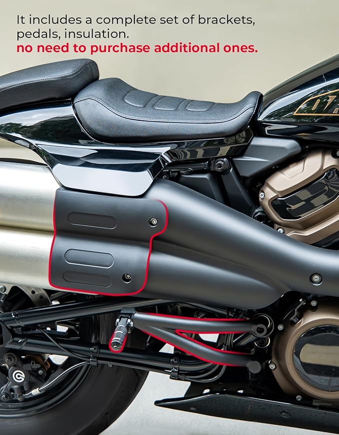 KEMIMOTO Passenger Footpegs Mount Kit Foldable Foot Rest Pedals Set Compatible with Sportster S RH1250 2021 2022 2023 2024 2025