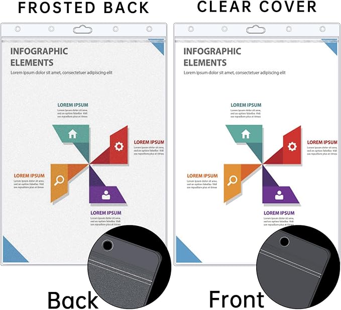 AKONEGE 6PCS Hard Sheet Protectors 8.5" x 11" Waterproof Resealable Zip Paper Page Protectors Clear Rigid Plastic Sleeves for Photos Certificate, Heavy Duty Document Holder Wall Sign Holder, Vertical