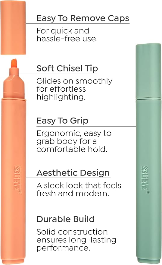 BLIEVE- Aesthetic Highlighters No Bleed Through Assorted Colors, Cute Highlighter For Journaling Office Supplies And Accessories, Bible Highlighters And Pens No Bleed Chisel Tip (PASTEL)