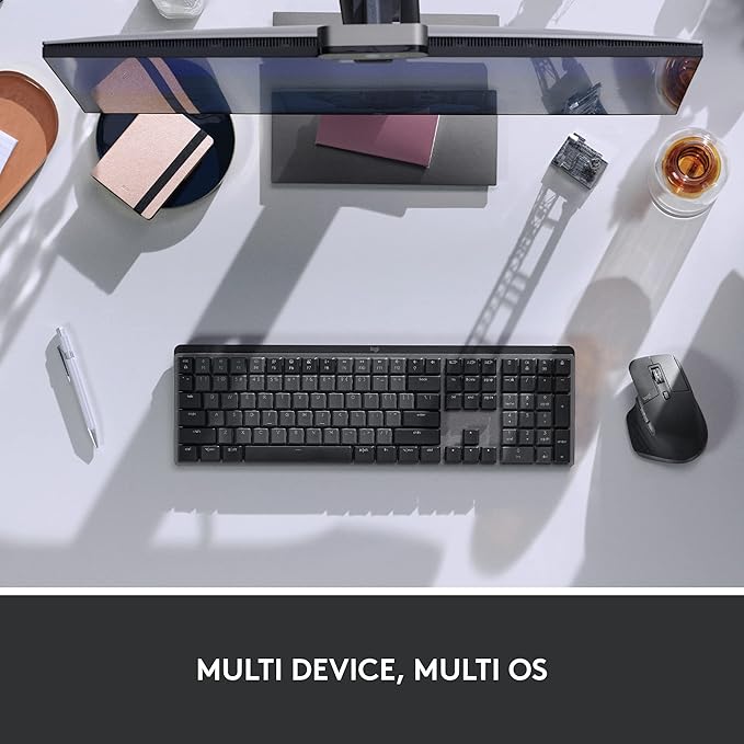 Logitech MX Mechanical Full-Size Illuminated Wireless Keyboard, Clicky, and MX Master 3S Performance Wireless Bluetooth Mouse Bundle, macOS, Windows, Linux, iOS, Android