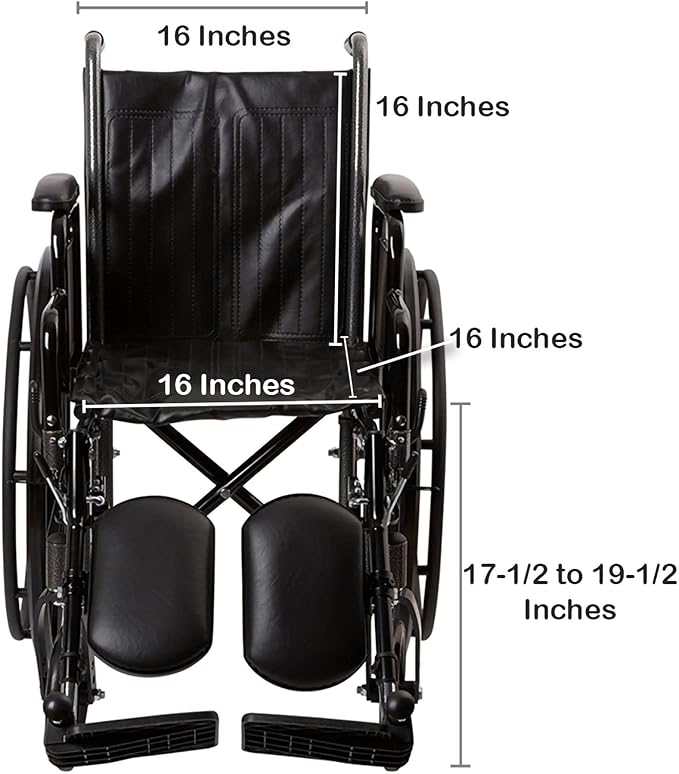 McKesson Wheelchair, Swing Away Foot Leg Rest, Elevating Leg Rest, Fixed Arm, 16 in Seat, 250 lbs Weight Capacity, 1 Count