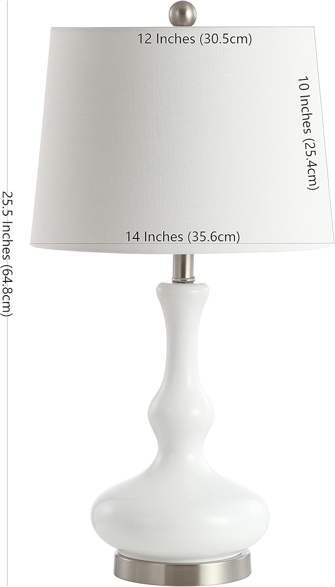 SAFAVIEH Lighting Collection Kellen Modern Contemporary White/ Nickel 26-inch Bedroom Living Room Home Office Desk Nightstand Table Lamp (LED Bulb Included)