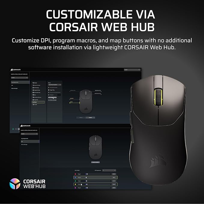 Corsair Sabre v2 PRO Ultralight FPS Wireless Gaming Mouse – 33,000 DPI, 36g Weight, 8,000Hz Hyper-Polling, Mechanical Switches, Up to 70-Hour Wireless Battery Life, Web Hub – White