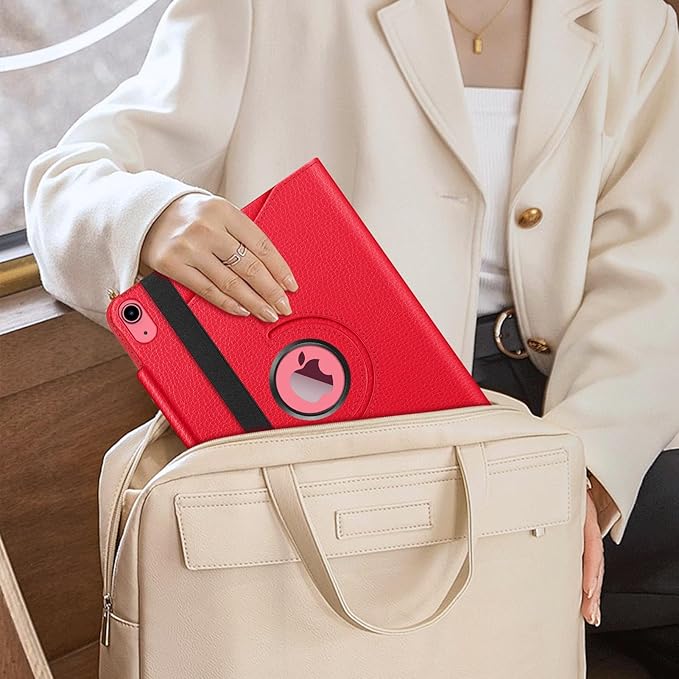 Fintie Rotating Case for iPad (A16) 11th Generation 11 Inch (2025), iPad 10th Generation 10.9 Inch (2022) - [Built-in Pencil Holder] 360 Degree Rotating Protective Stand Cover, Red
