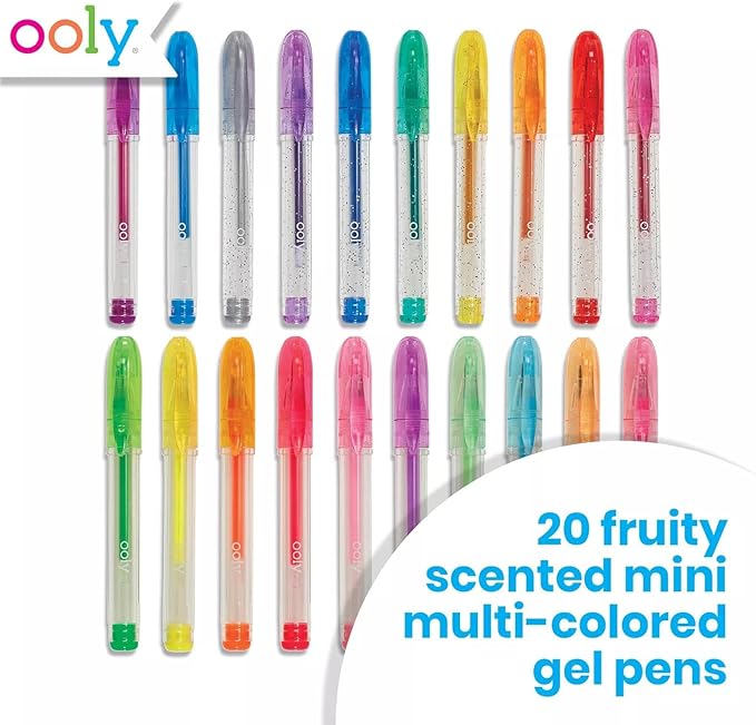 Ooly Scented Mini Doodlers Gel Set of 20 Pens - 20 Mini Glitter, Neon and Pastel Scented Gel Pens for Kids and Adults, Art and Stationery Supplies