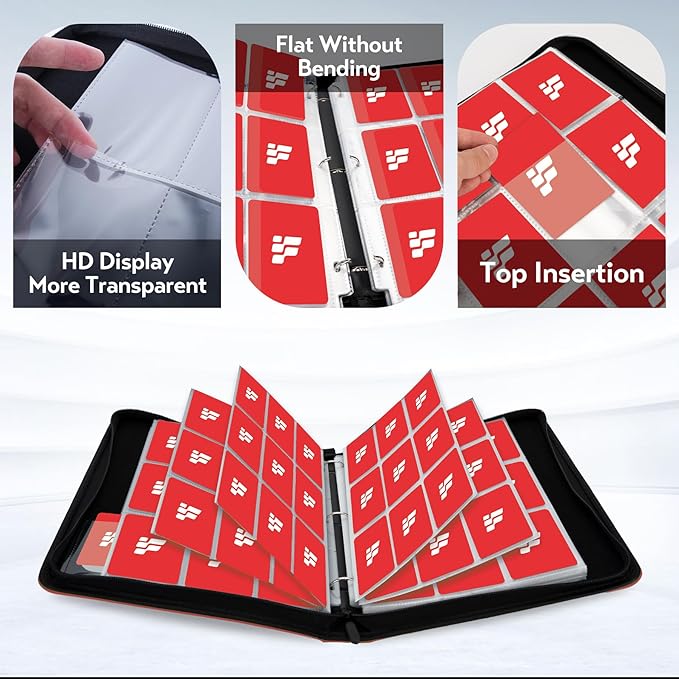 Card Binder 9 Pocket, Trading Card Binder with Clear Window Design, 720 Double Sided Pocket PU Collection Binder, Card Albums for MTG, TCG, and Sports Cards(Red)
