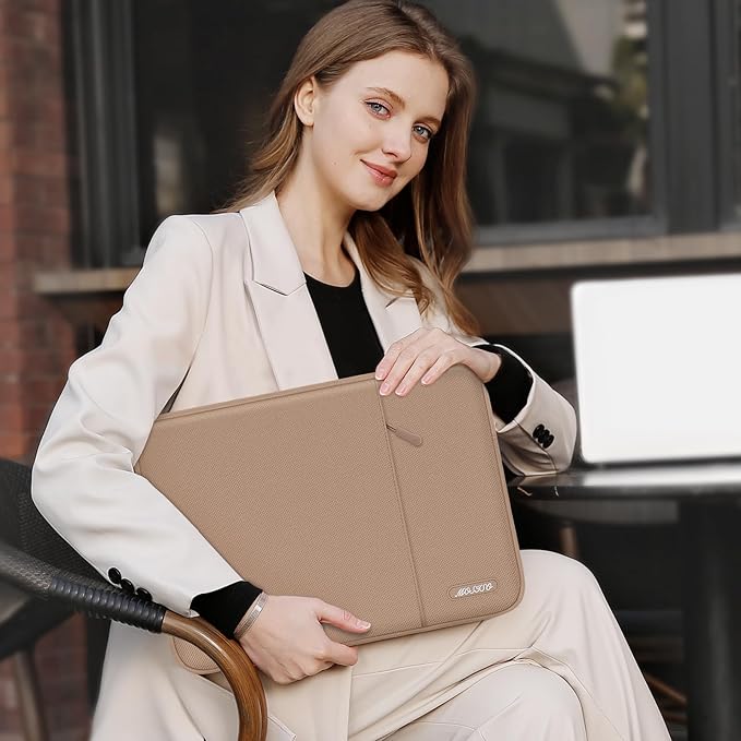 MOSISO Laptop Case 13 inch, 13 inch Laptop Sleeve Compatible with MacBook Air M4 M3 M2 M1 2025-2018 / Pro M2 M1 2025-2016, Polyester Vertical Computer Sleeve Bag with Pocket, Bronze Brown