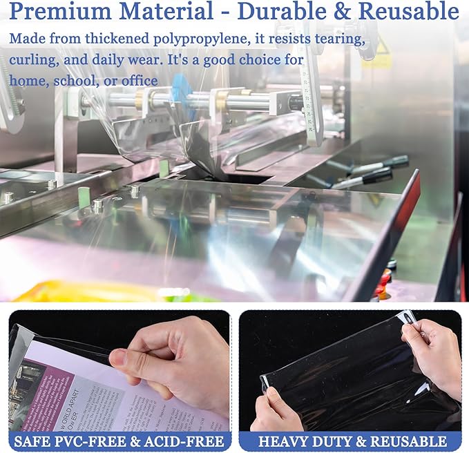 Geelin 30 Pcs Sheet Protectors for 3 Ring Binders Thickened Clear Polypropylene Top Loading Paper Letter Size Ideal for Documents and Photos Office Supplies (9" X 12")