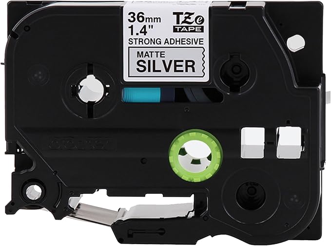 Brother Genuine P-Touch TZe Black Print on Matte Silver Label Tape (TZeS961), Strong Adhesive Laminated,1-1/2in x 26.2ft (36mm x 8m), for Select P-Touch Label Makers, Water-Resistant, Extra Strength