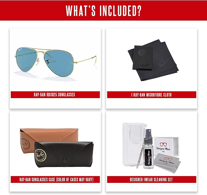 Ray-Ban RB3025 Metal POLARIZED Aviator Sunglasses For Men For Women +BUNDLE with ACCESSORY EYEWEAR KIT