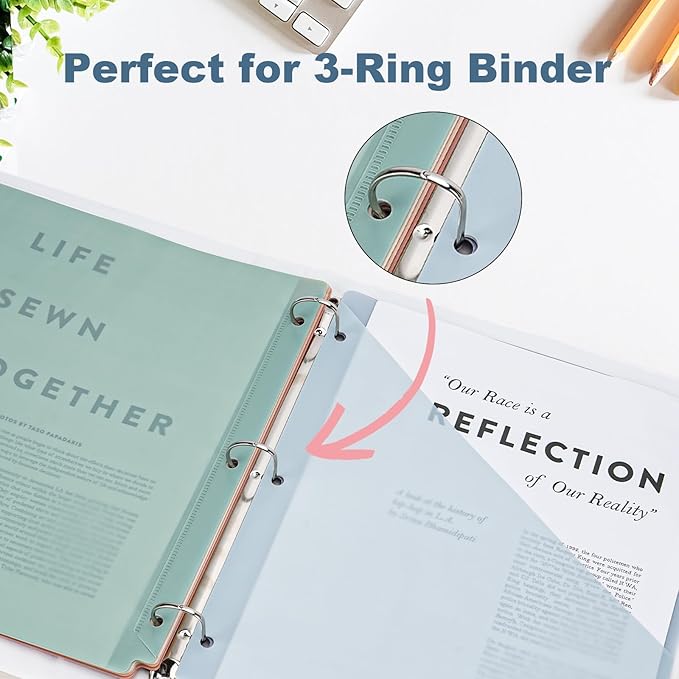 6 Tabs Binder Dividers with Pockets, Binder Dividers with Tabs for 3 Ring Binder Letter Size, Durable Plastic Binder Organizer, Vintage, 2 Sets