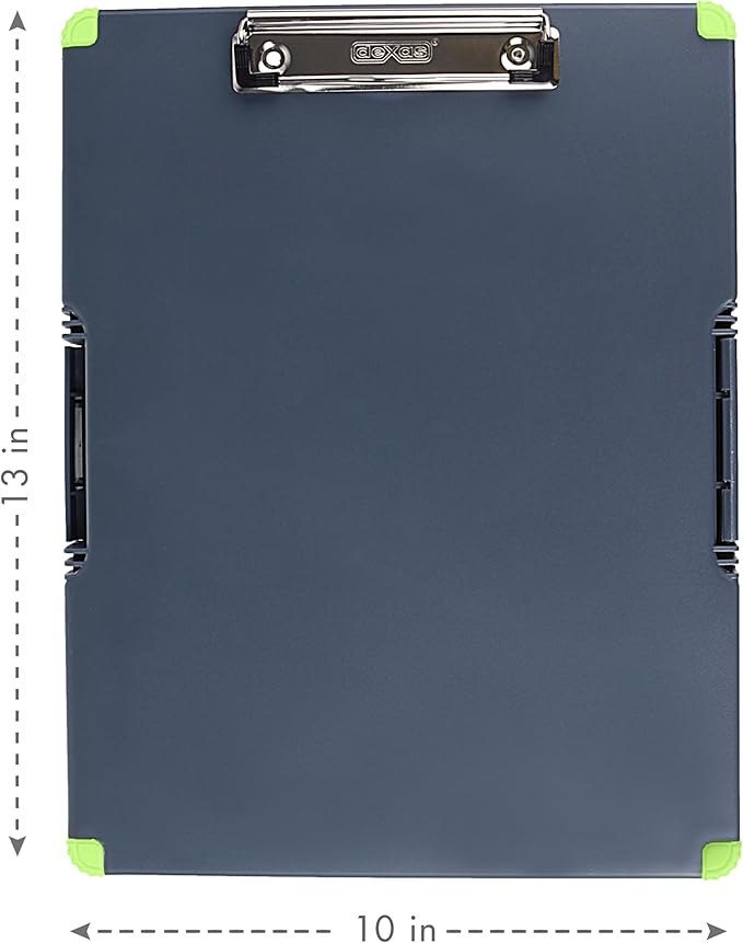 Dexas Duo Clipcase, Double Sided Clipboard Design, Portable Clipboards 13”x10” Gray/Green, Combine Style and Functionality Office Supplies for Nursing, School, Work, Trades, Home Office