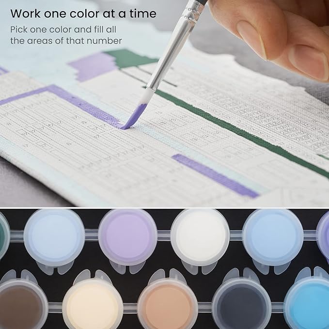 ARTEZA Paint by Numbers Kit – 8x16 in Tri-Panel Cities Scene with 3 Canvas Panels, 24 Acrylic Colors & 5 Brushes, Art Kit for Advanced Artists