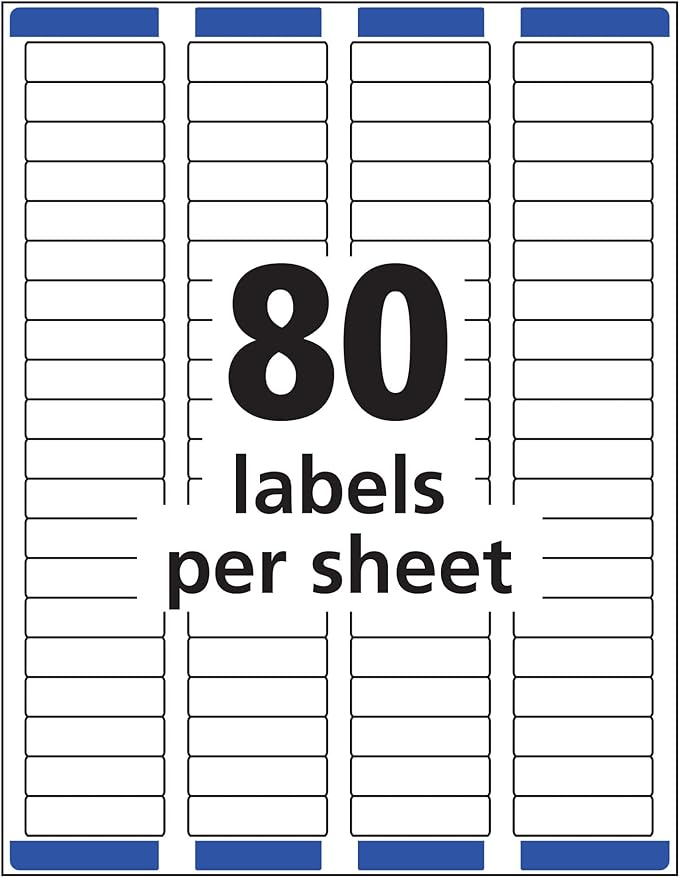 Avery Printable Return Address Labels with Sure Feed, 0.5" x 1.75", White, 2,000 Blank Mailing Labels (08167)