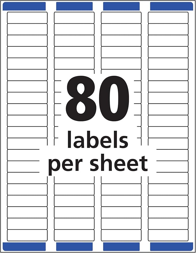 Avery Printable Return Address Labels with Sure Feed, 0.5" x 1.75", Matte Clear, 2,000 Blank Mailing Labels (05667) (Pack of 5)