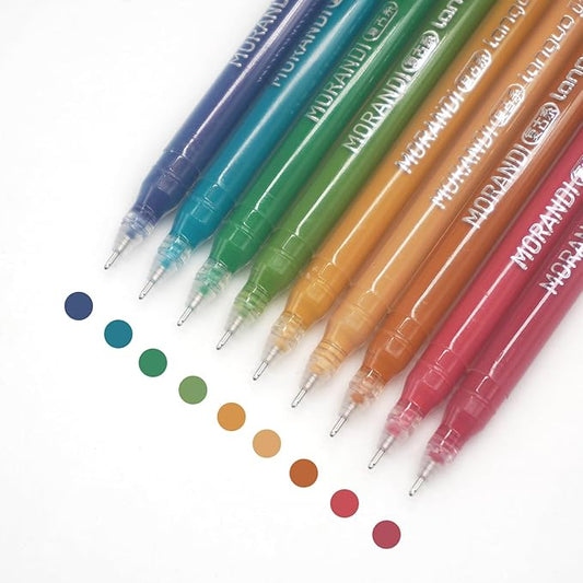 Gel Pens with Fine Point 0.6mm, 9 Colors Drawing Pencils for Adult Coloring Books Smooth Writing Pen Set for Journaling(Morandi Retro)