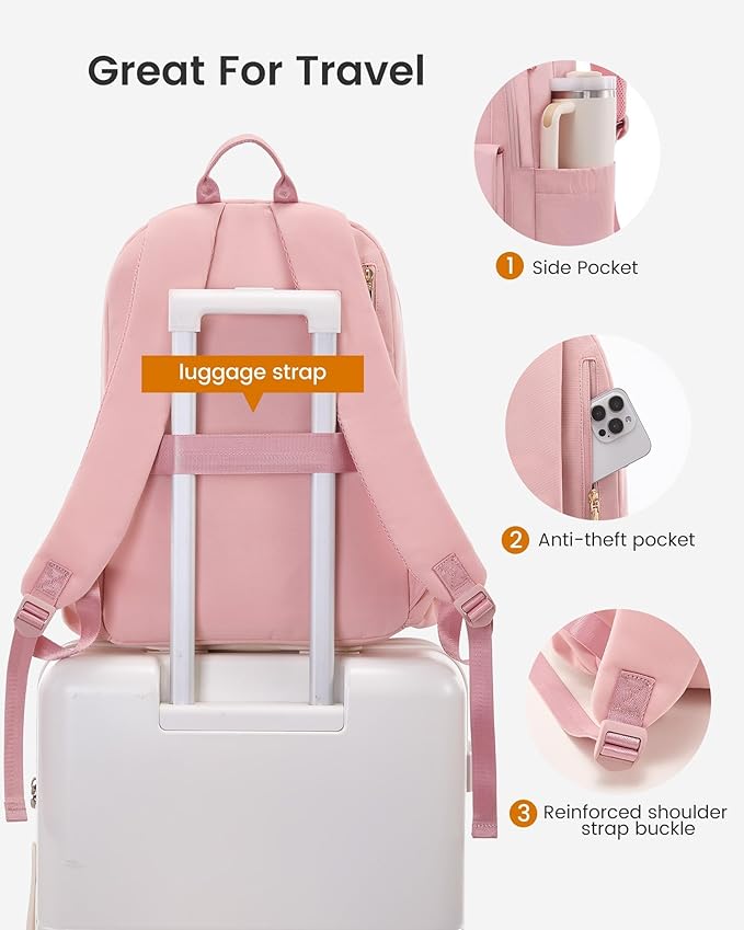 LOVEVOOK School Backpack for Girls Boys,Bookbag for Teen with Pouch Pocket for Large Capacity Cup, Waterproof School Bookbag, Preppy Backpack Travel Daypack with 15.6 inch Laptop Compartment