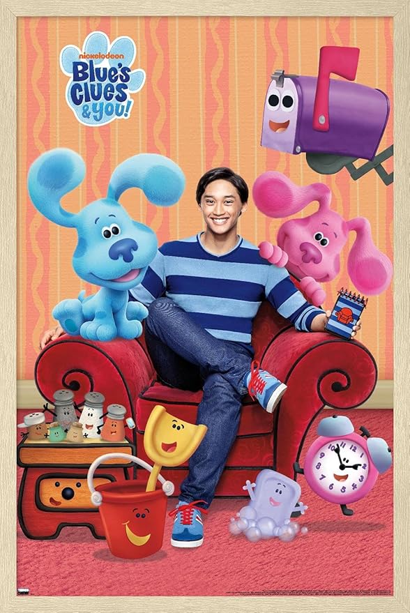 Nickelodeon Blue's Clues - Group Wall Poster, 22.4L" x 14.7W", Blonde Framed Version