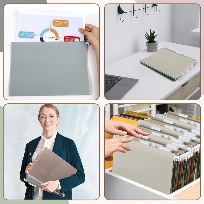 gisgfim 8pack Poly Plastic Hanging File Folders Letter Size 11.8 x 8.85 Inches File Folders Filing Cabinet Organizer Ideal for Home and Office Organization and Papers Classification Morandi Colors