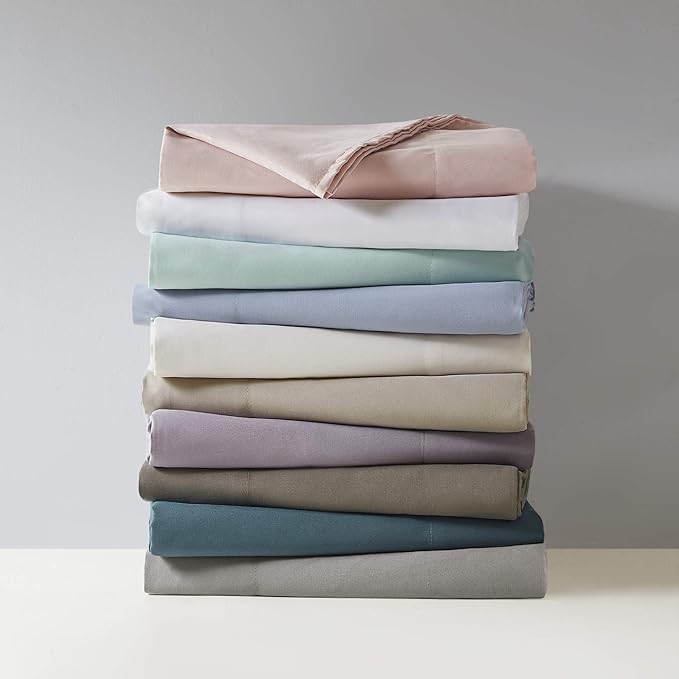 Madison Park 3M Microcell Bed Sheet Set Color Fast, Wrinkle and Stain Resistant, Soft Sheets with 16" Deep Pocket All Season, Cozy Bedding-Set, Matching Pillow Case, King, Seafoam, 4 Piece (MP20-2391)