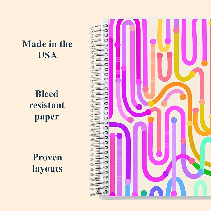 Erin Condren 7” x 9” Lined Spiral Notebook, College-Ruled Layout with 80 Lb. Paper, Journey Cover, 160 Lined Notebook Pages, Platinum Coil, Stickers Included