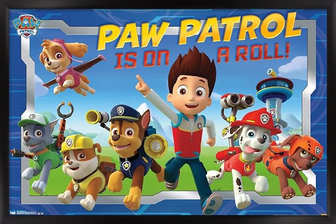 Nickelodeon Paw Patrol - Crew Wall Poster, 22.4L" x 14.7W", Black Framed Version