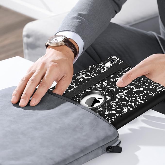 Fintie Rotating Case for iPad (A16) 11th Generation 11 Inch (2025), iPad 10th Generation 10.9 Inch (2022) - [Built-in Pencil Holder] 360 Degree Rotating Protective Stand Cover, Composition Book Black