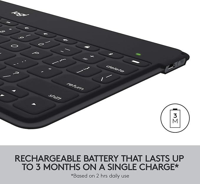 Logitech Keys-to-Go Super-Slim and Super-Light Bluetooth Keyboard for iPhone, iPad, Mac and Apple TV, Including iPad Air 5th Gen (2022) - Classic Blue