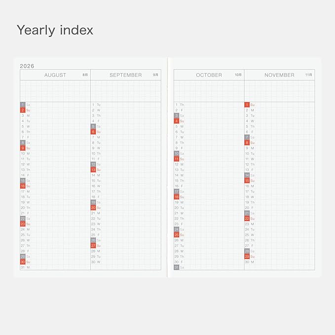 Hobonichi Techo 2026 Original Book – A6, English, Daily, January Start, Monday Start, Planner