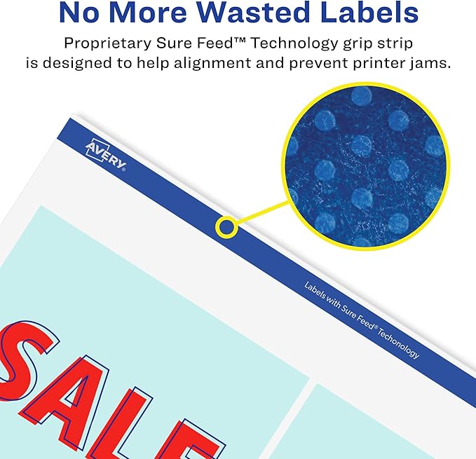 Avery Glossy White Square Labels, Sure Feed Technology, 4" x 4", 200 Glossy White Labels, Permanent Adhesive, Laser/Inkjet Printable