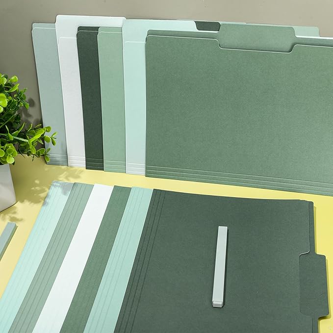 Whaline 24 Pack Sage Green File Folders Letter Size 6 Colors Gradient Green File Pockets with 1/3 Cut Tab for Home Office Classroom Supplies, 8.9 x 11.6 Inch