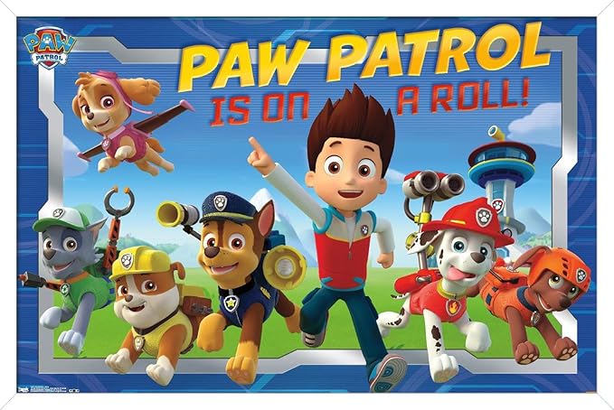 Nickelodeon Paw Patrol - Crew Wall Poster, 34L" x 22.4W", White Framed Version