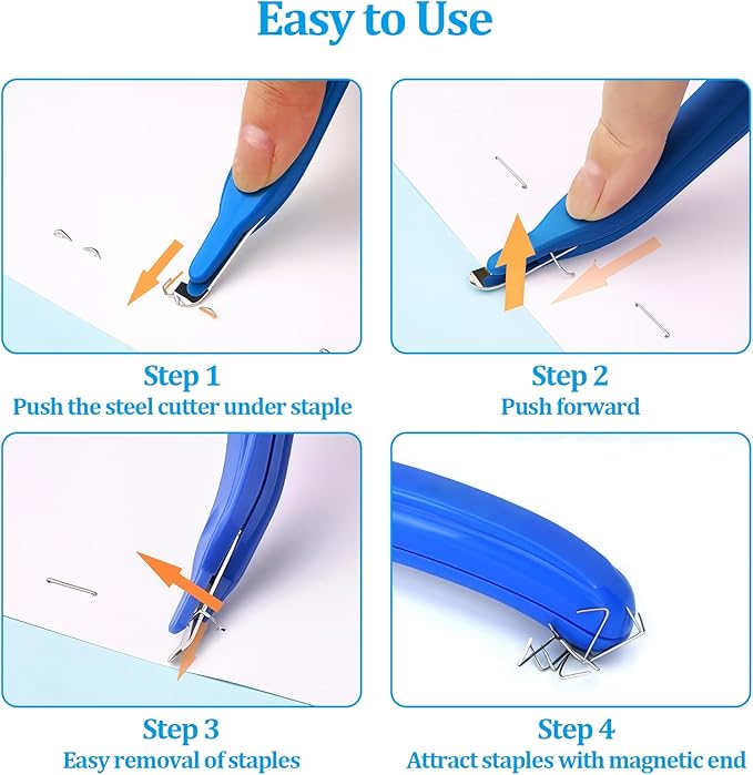 4 PCS Magnetic Staple Remover Tools, Professional Stapler Removers Staple Puller Remover,Staple Remover Stick for Home School Office
