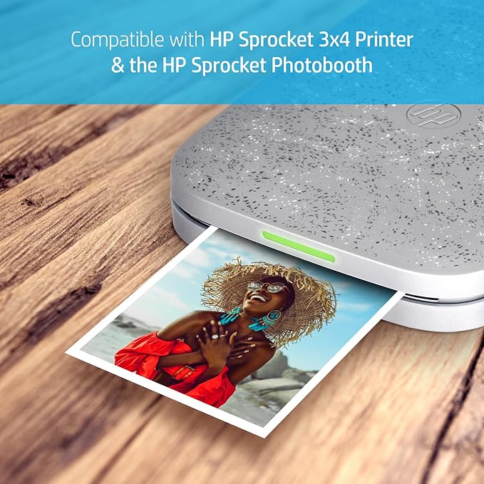 HP Sprocket 3.5 x 4.25” Zink Sticky-backed Photo Paper (50 Pack) Compatible with HP Sprocket 3x4 Photo Printer
