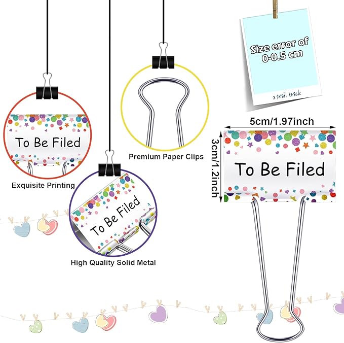 Tenare 6 Pieces Teacher Essentials Large Binder Clips 2 Inches Teacher Binder Paper Clips Office Back to School Gifts Classroom Supplies Management Supplies(Cute Things to Do)