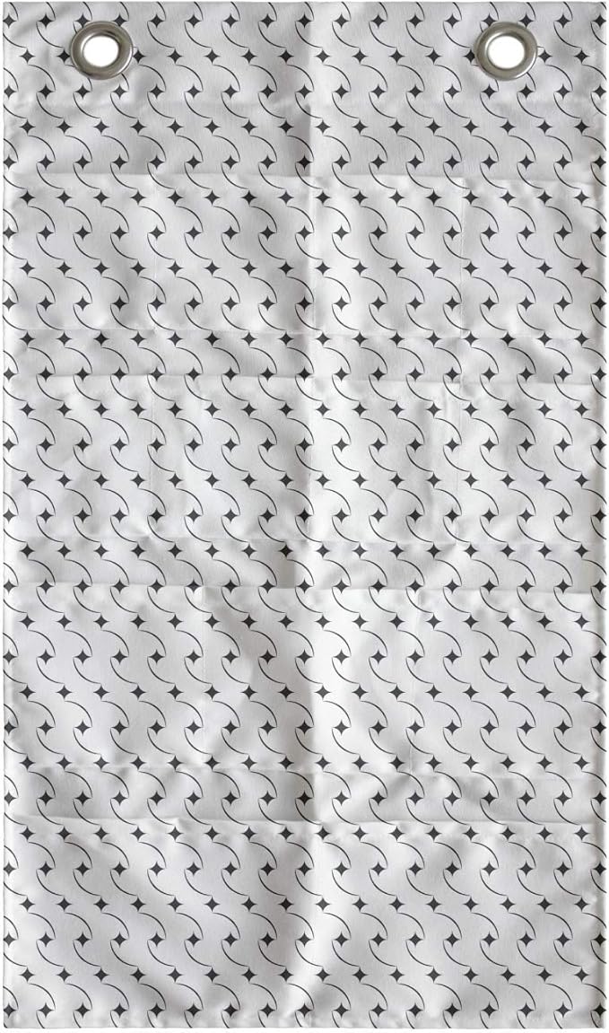 Ambesonne Abstract Hanging Pocket Organizer, Regular Basic Arcs Repetitive Curves and Mini Items Ornate Classic Design, Printed Polyester Storage Bag with Pockets, 21" x 31", Dark Grey and White