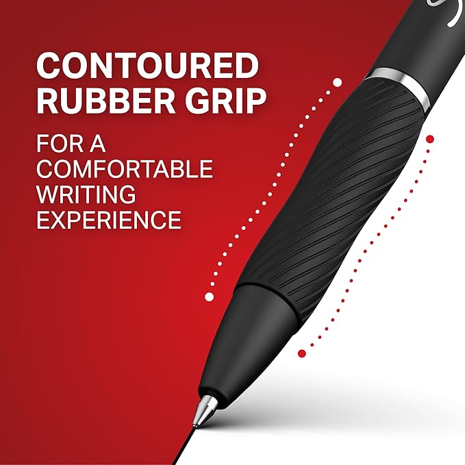 SHARPIE S-Gel Pens Black Medium Point 0.7mm | No Smear No Bleed | Contoured Rubber Grip | For Office | 36 Count, Pack of 6