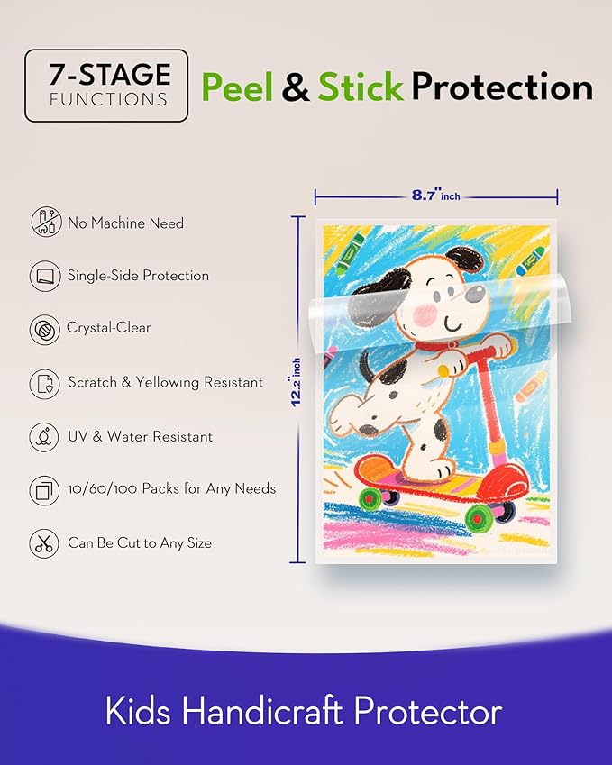 Uinkit 4mil Thick Self Laminating Sheets 8.5 x 11", 60Pack (More Value) Single-Sided Peel & Stick for Teachers, Office & Home Crafting - No Heat Machine Needed