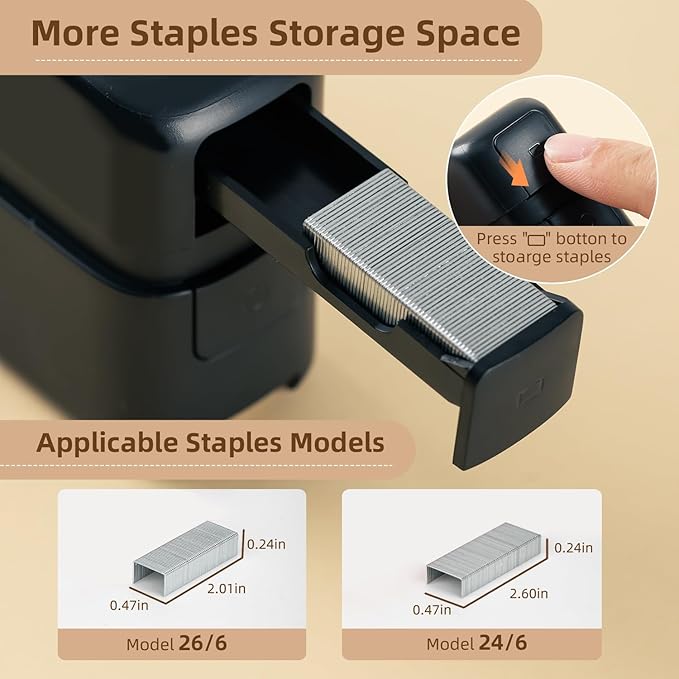 deli Stapler, Desktop Staplers with Integrated Staple Remover, 45 Sheet Capacity Office Stapler, Black