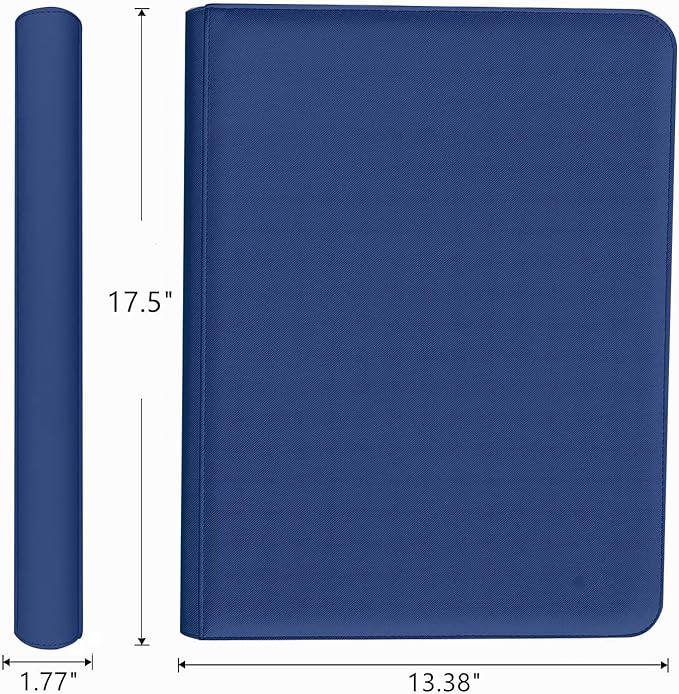 16 Pocket Card Binder, 1000+ Premium Zip Trading Card Binder, Double Sided Pocket Card Binder Album, Ringless Card Folder for MTG, TCG, Sports Card (Blue, 16Pockets)