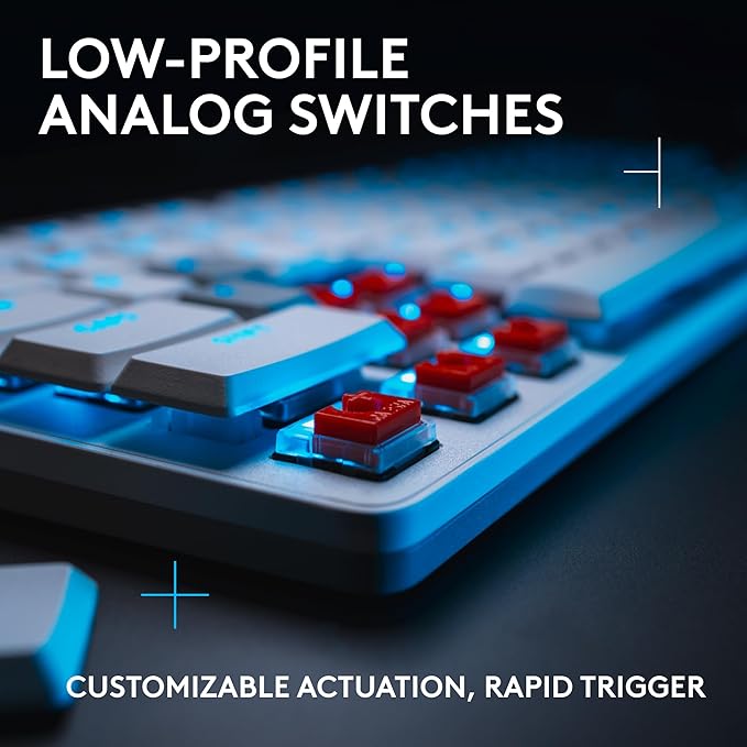 Logitech G515 Rapid TKL Low-Profile Wired Gaming Keyboard, Fully Customizable PC Gaming Keyboard with Analog Low-Profile Switches, Rapid Trigger, Ultra-Slim, for USB-A Port - White