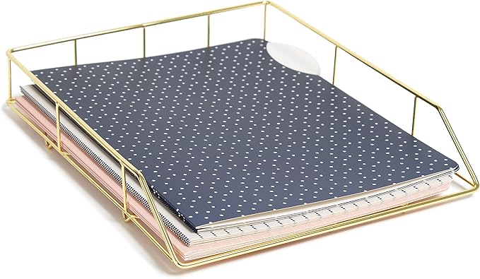 U Brands Casual Chic File Folders, Office Supplies, 1/3-Cut Tabs in Assorted Positions, Letter Size, Navy and Pink with White, 9 Count