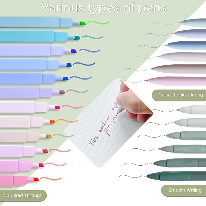 J6&H6 Complete Bible Study Supplies Journaling Kit with Tabs, Highlighters and Color Pens, Notebook,Stickers & More 56pcs Bible Accessories Set for Women, Beginner Christian Gifts(Green)