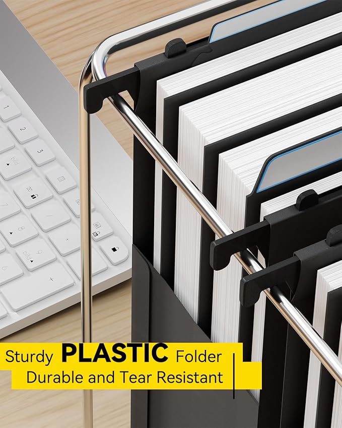 Ansook Extra Capacity Hanging File Folders Letter Size,Heavy Duty 4" Expandable File Folder with Movable Dividers,6 Pack Plastic File Cabinet Folders with Tabs,Hanging Folder Organizer for Home Office